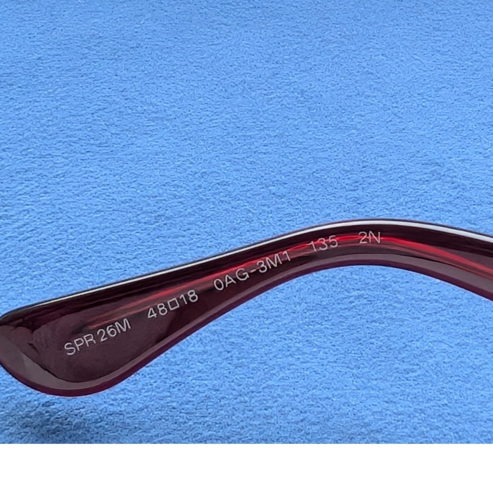 Prada SPR 26M Burgundy Rectangular Sunglasses 0AG-3M1 Vintage Y2K Red Designer - Picture 5 of 6